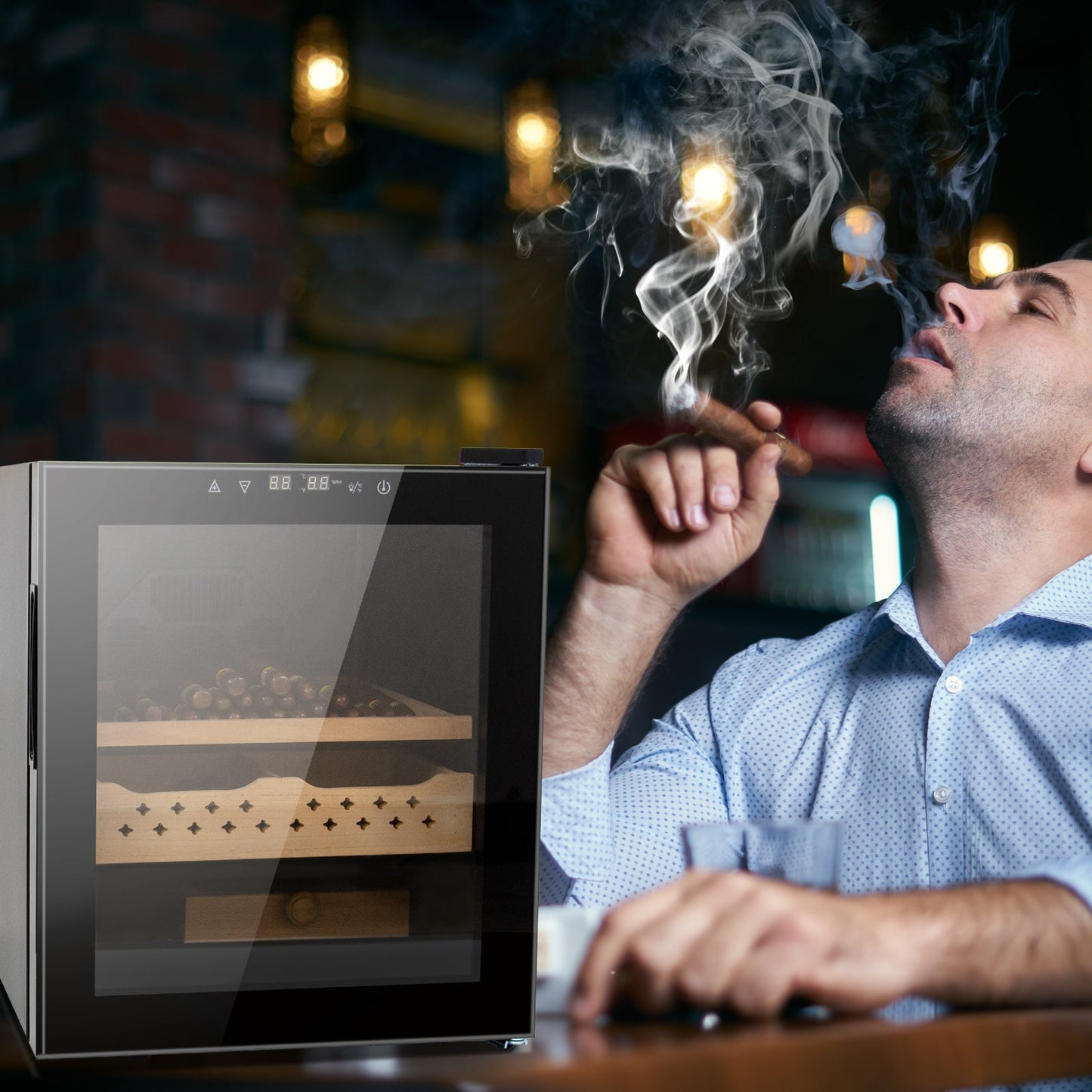 50L Cigar Humidor with 3-IN-1 Cooling, Heating & Humidity Control, 250 Counts Capacity Cigar Humidor Humidifiers with Constant Temperature Controller