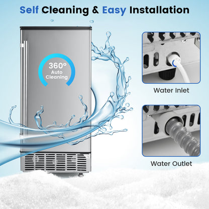 Free-Standing Built-In Undercounter Ice Maker-Silver