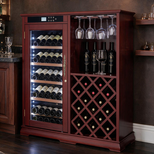 Nuvia 69-Bottle Wooden Wine Cooler Cabinet With Built-In Storage