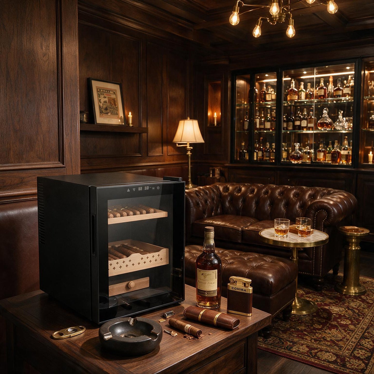 50L Cigar Humidor with 3-IN-1 Cooling, Heating & Humidity Control, 250 Counts Capacity Cigar Humidor Humidifiers with Constant Temperature Controller