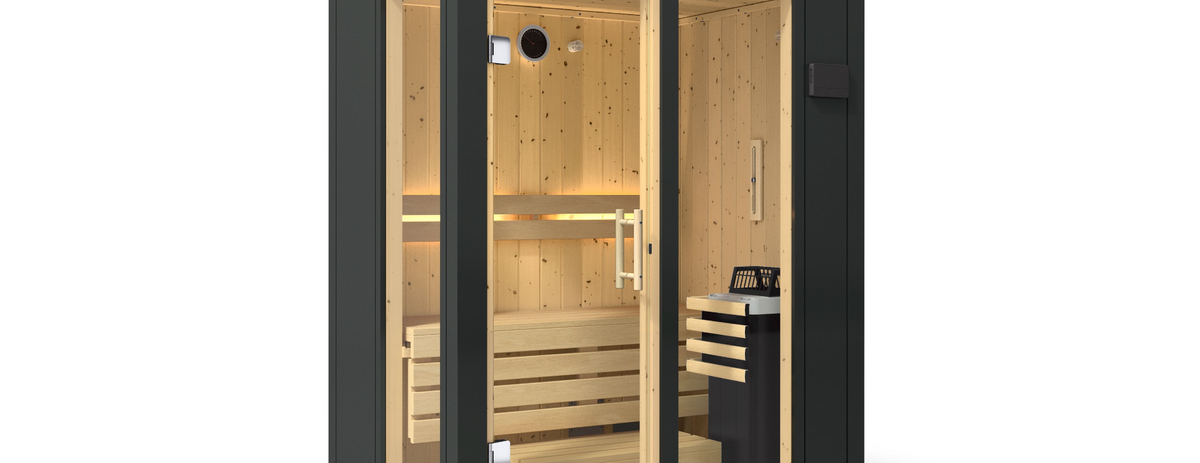 Kohler C1 Indoor 2, 3, 5-Person Graphite Gray Freestanding Alcove Design Sauna Kit