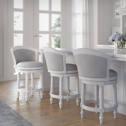 Kitty Hawk Swivel Stool in White & Light Grey