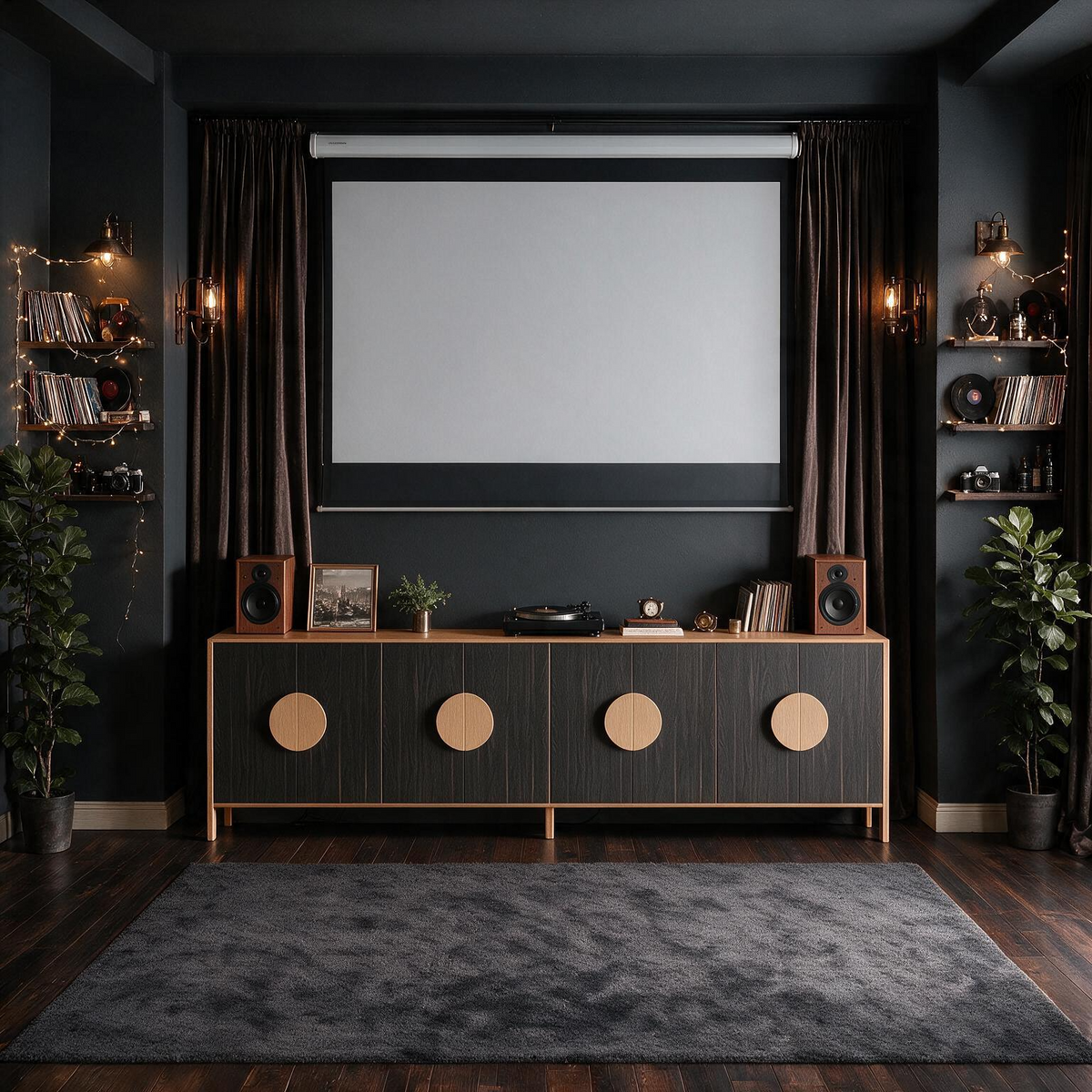 Set of 2 TV Stands with Storage, 65 Inch Symmetrical Arc Accent Sideboard Large Console Table with Adjustable Shelves, Mid Century Modern TV Stand for Living Room, Dining Room