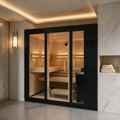Kohler C1 Indoor 2, 3, 5-Person Graphite Gray Freestanding Alcove Design Sauna Kit