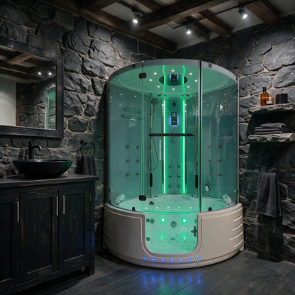 Maya Bath Platinum Comfort Steam Shower With Whirlpool Bathtub