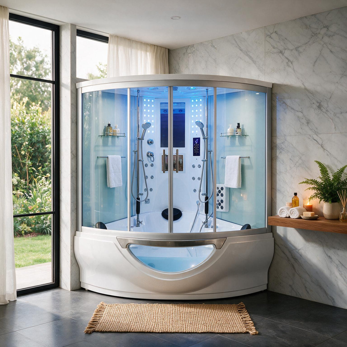 Maya Bath Platinum Superior Steam Shower With Foot Massager