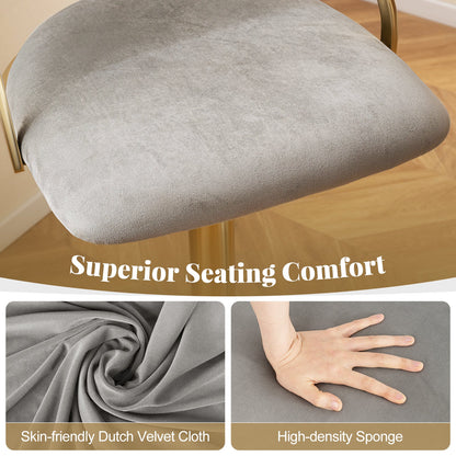 Swivel Bar Stool Set of 2 Dutch Velvet Height Adjustable Island Stools-Grey