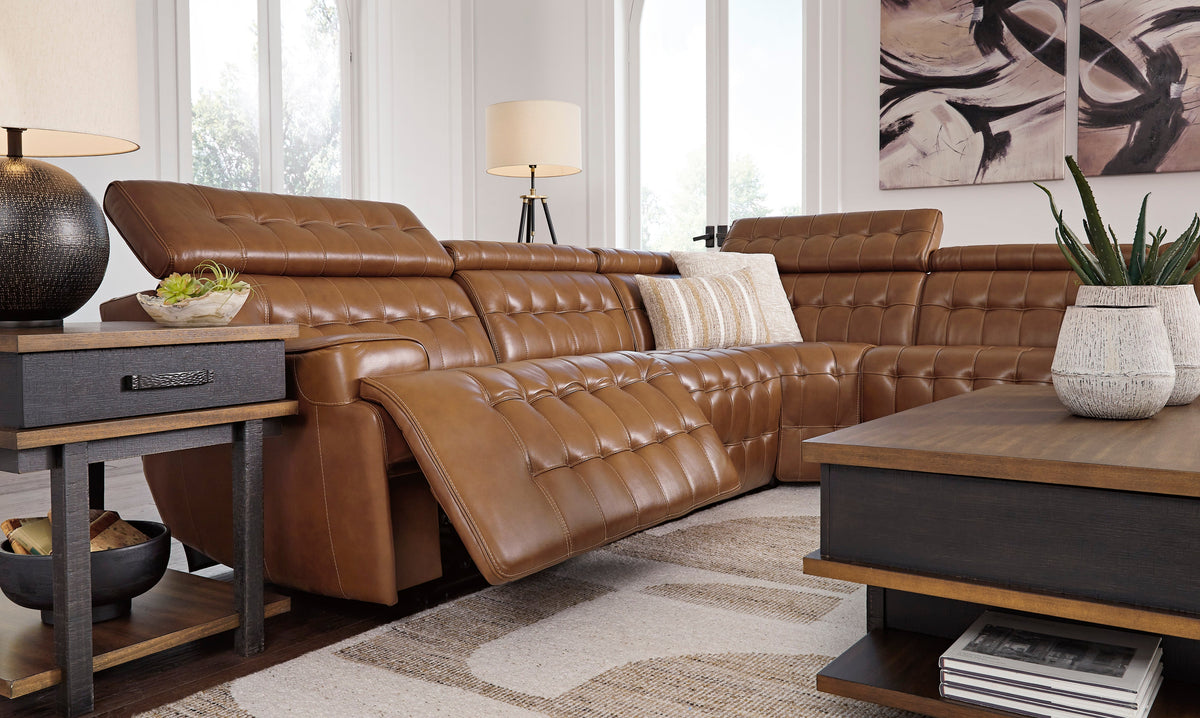 Temmpton Chocolate 5-Piece Power Reclining Sectional