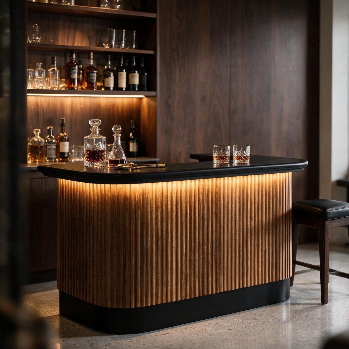 Prohibition Series 84" Cocktail Bar - Walnut