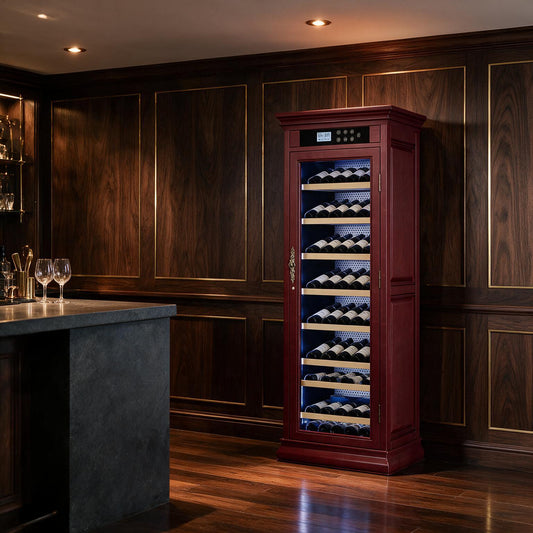 Nuvia 102-Bottle 10.6 Cu.Ft Wine Cooler Cabinet With LED Lighting And Temperature Control