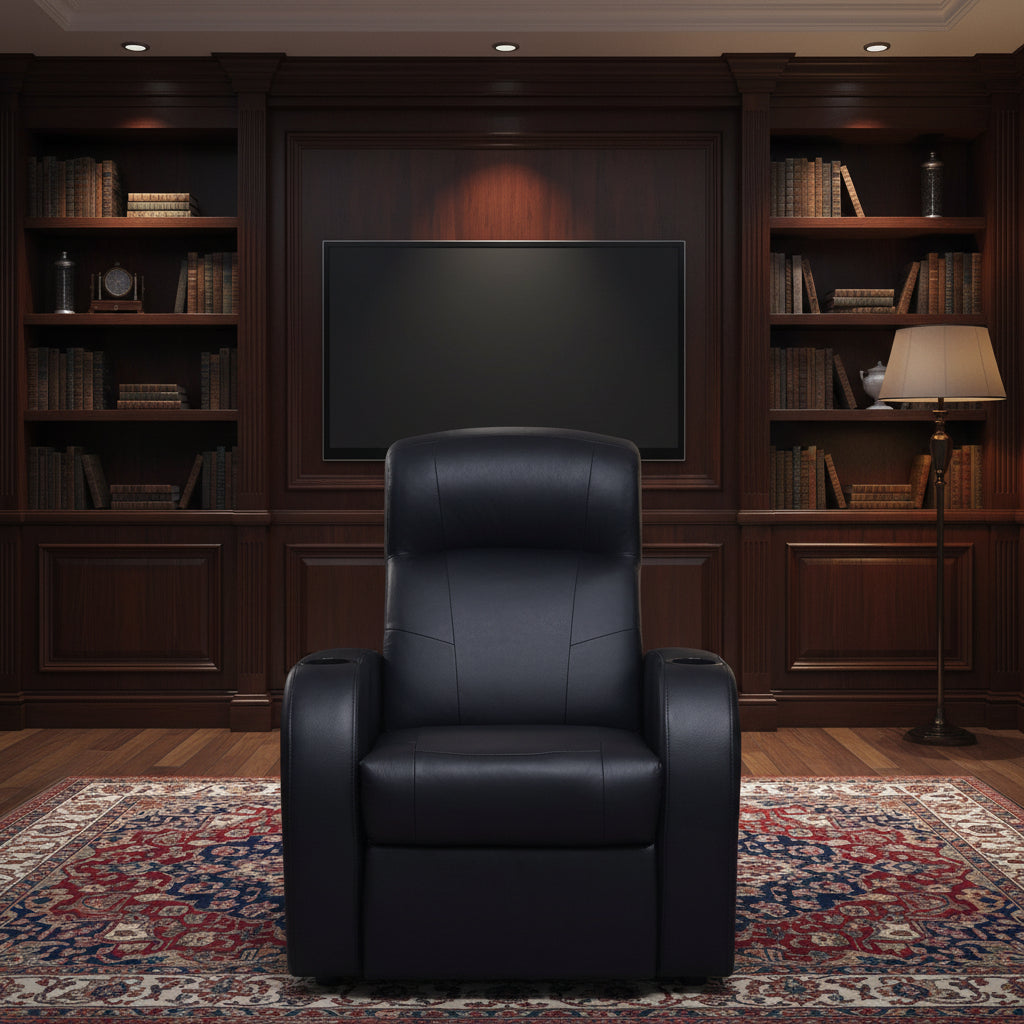 Upholstered Recliner With Cup Holder Comfort Lounge Chair - Black