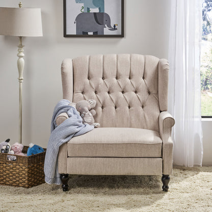 Push Back Recliner Chair Fabric Lounge Armchair Pushback Recliner with Rivet Decoration Wingback Single Sofa Chair with Padded Seat for Living Room, Bedroom 33.25D x 37.75W x 42.5H in