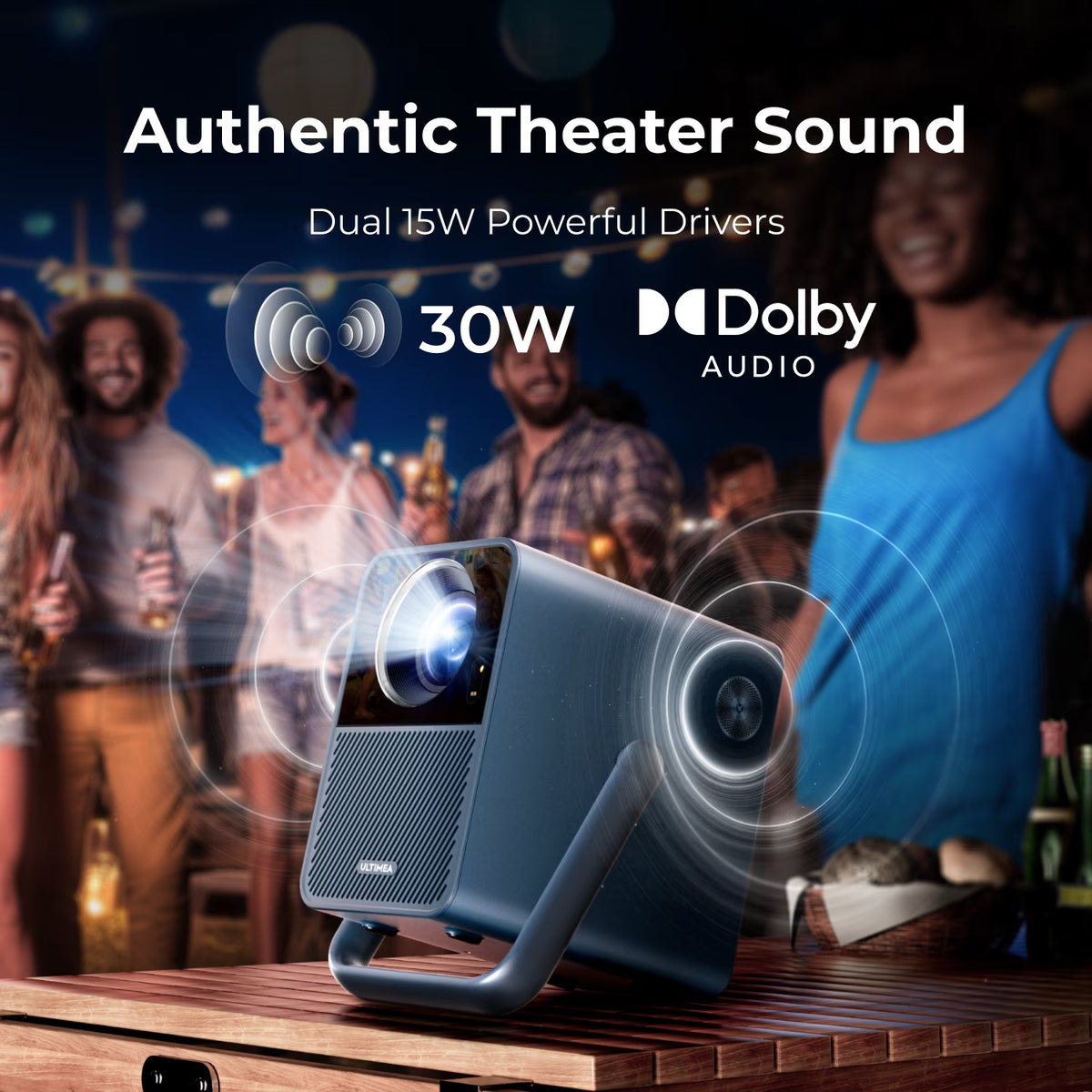 Projector 4K Supported Smart Projector with Android TV, Netflix Certified, 1000 ANSI Lumens Projector Native 1080P, Dolby Audio, Home Theater Outdoor Projector, Poseidon E40