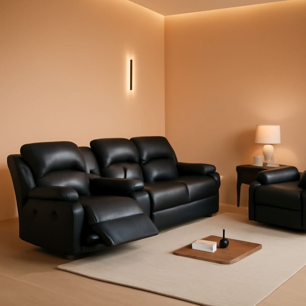 Black Sofa Set For Living Room Theater Seating