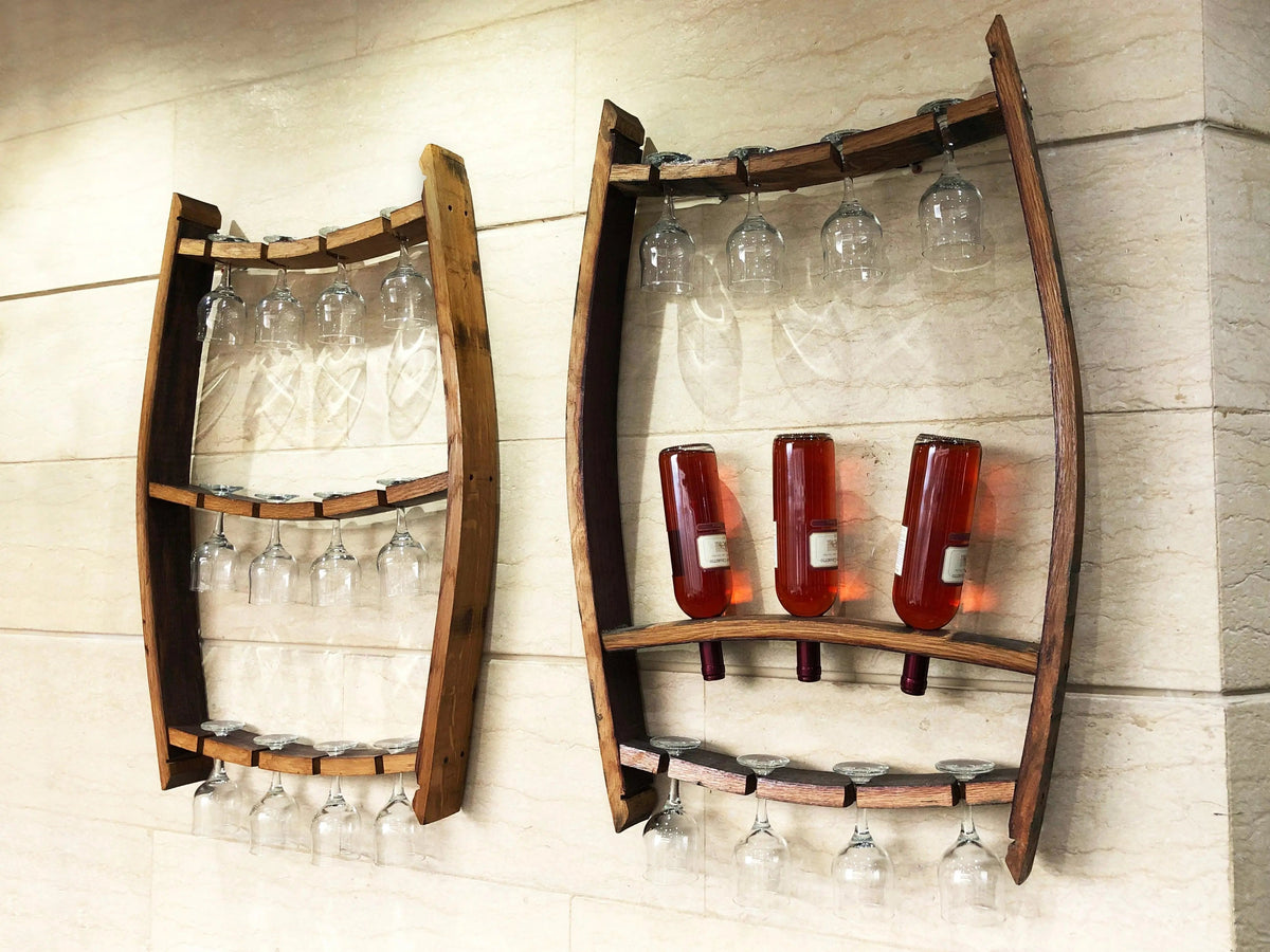 Whiskey & Wine Barrel Home Bar Set #2 — Bar Cabinet, Pub Table & Stools - Pub Set