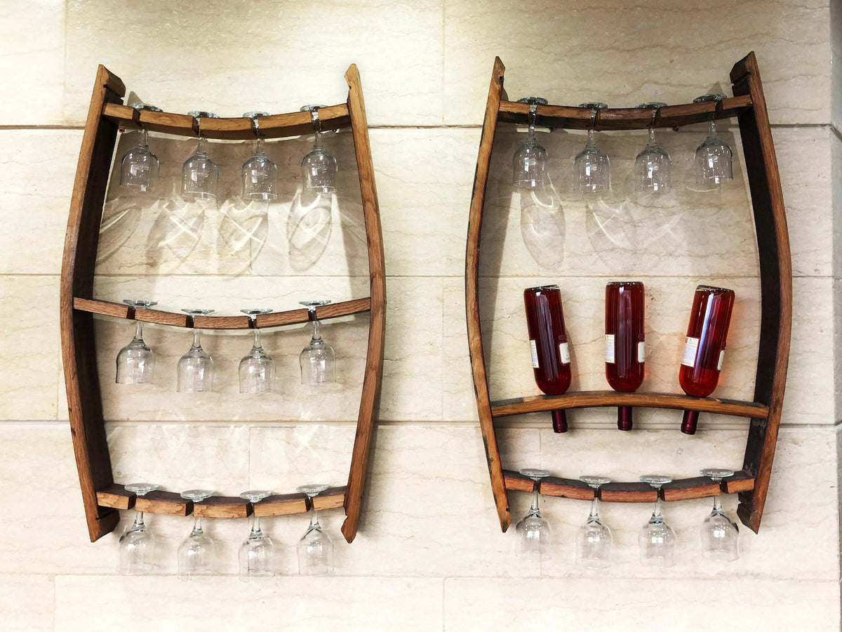 Whiskey & Wine Barrel Home Bar Set #2 — Bar Cabinet, Pub Table & Stools - Pub Set