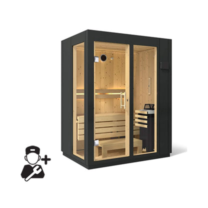 Kohler C1 Indoor 2, 3, 5-Person Graphite Gray Freestanding Alcove Design Sauna Kit