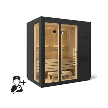Kohler C1 Indoor 2, 3, 5-Person Graphite Gray Freestanding Alcove Design Sauna Kit