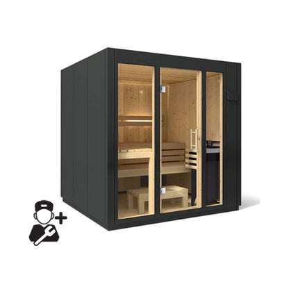 Kohler C1 Indoor 2, 3, 5-Person Graphite Gray Freestanding Alcove Design Sauna Kit