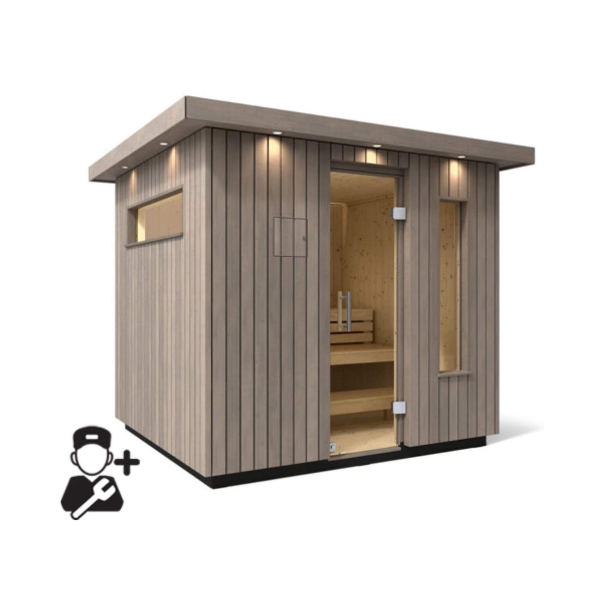 Kohler C2 Outdoor Weathered Gray Spruce Sauna Kit