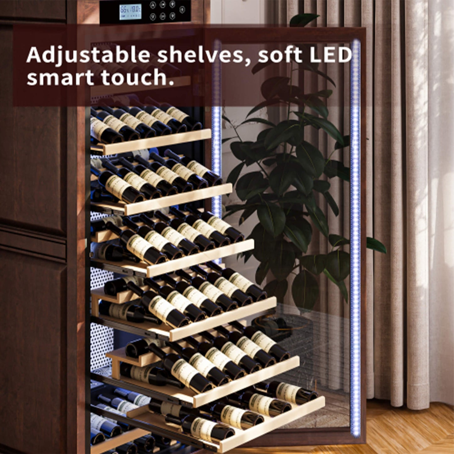 Nuvia 102-Bottle 10.6 Cu.Ft Wine Cooler Cabinet With LED Lighting And Temperature Control