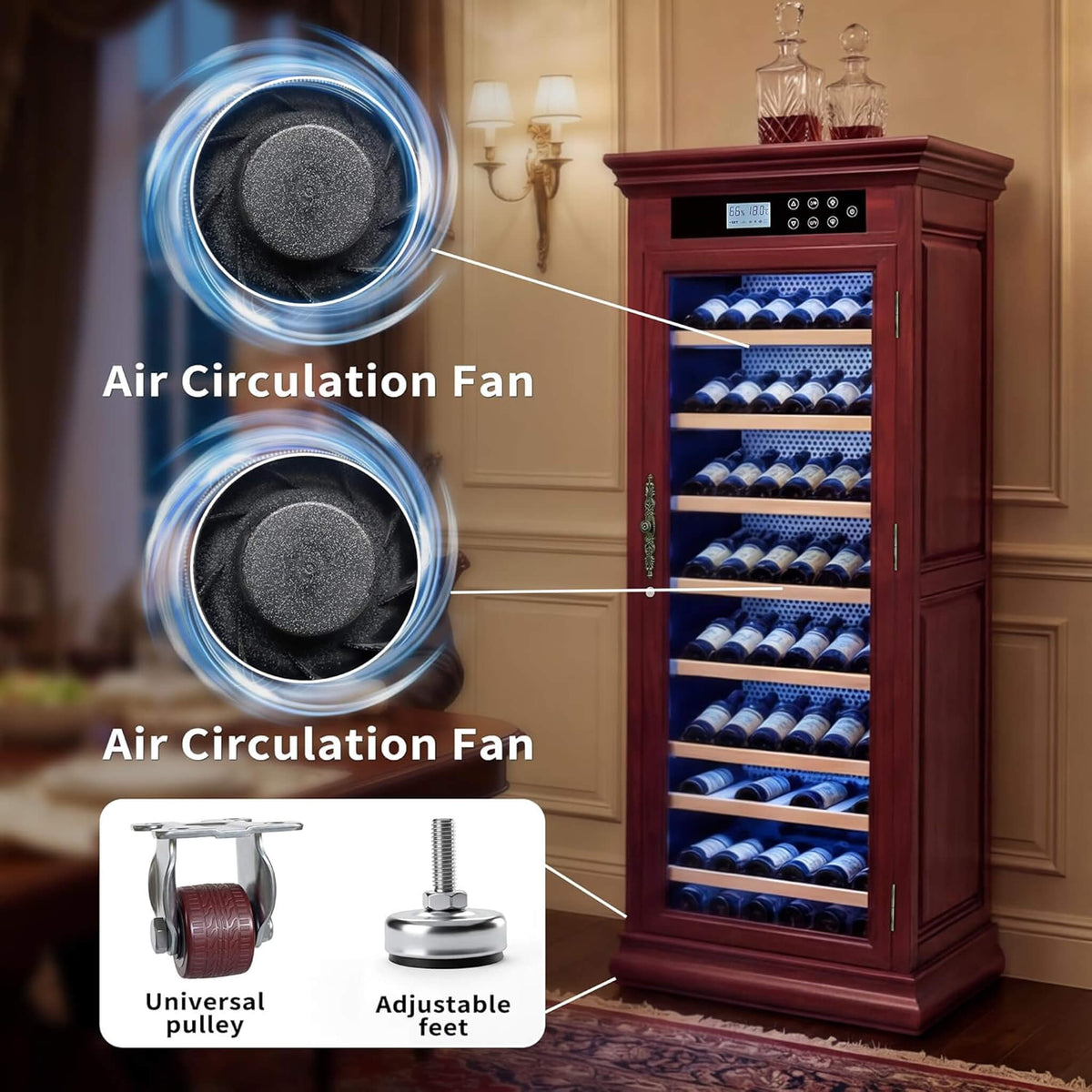 Nuvia 102-Bottle 10.6 Cu.Ft Wine Cooler Cabinet With LED Lighting And Temperature Control