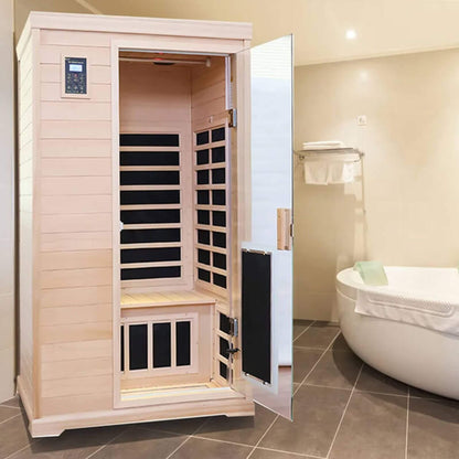 Thermora Ivara Luxury 2-Person Hemlock Wood FAR Infrared Sauna Room W/ Glass Door, 1750W