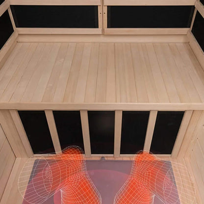 Thermora Ivara Luxury 2-Person Hemlock Wood FAR Infrared Sauna Room W/ Glass Door, 1750W