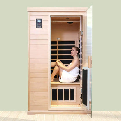 Thermora Ivara Luxury 2-Person Hemlock Wood FAR Infrared Sauna Room W/ Glass Door, 1750W