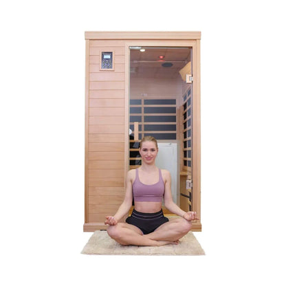 Thermora Ivara Luxury 2-Person Hemlock Wood FAR Infrared Sauna Room W/ Glass Door, 1750W