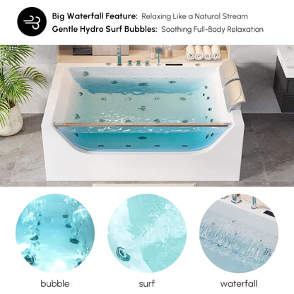 Nuvia Novara 71-Inch Luxury 2-Person Jetted Whirlpool Tub With Massage And Thermostat Control