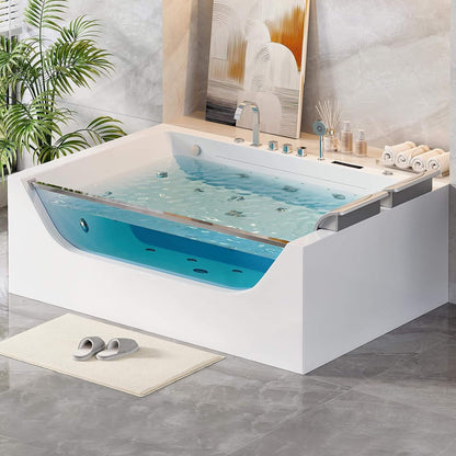 Nuvia Novara 71-Inch Luxury 2-Person Jetted Whirlpool Tub With Massage And Thermostat Control