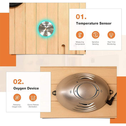 Thermora Valen Luxury 2000W 2-Person Low EMF FAR Infrared Heat Wood Home Personal Spa Sauna W/ Panoramic Tempered Glass