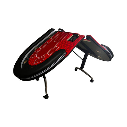 Luxury 94-Inch Foldable 10 Player Poker Table With LED, Wheels And Cup Holders