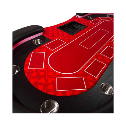 Luxury 94-Inch Foldable 10 Player Poker Table With LED, Wheels And Cup Holders