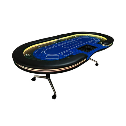 Luxury 94-Inch Foldable 10 Player Poker Table With LED, Wheels And Cup Holders