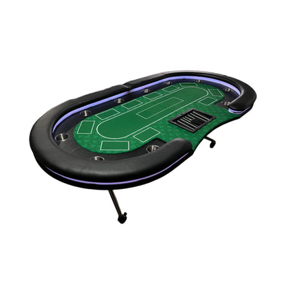 Luxury 94-Inch Foldable 10 Player Poker Table With LED, Wheels And Cup Holders