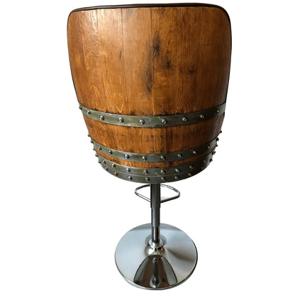 Luxury Hydraulic Whiskey & Wine Barrel Stool — Memory Foam, Counter-to-Bar Height