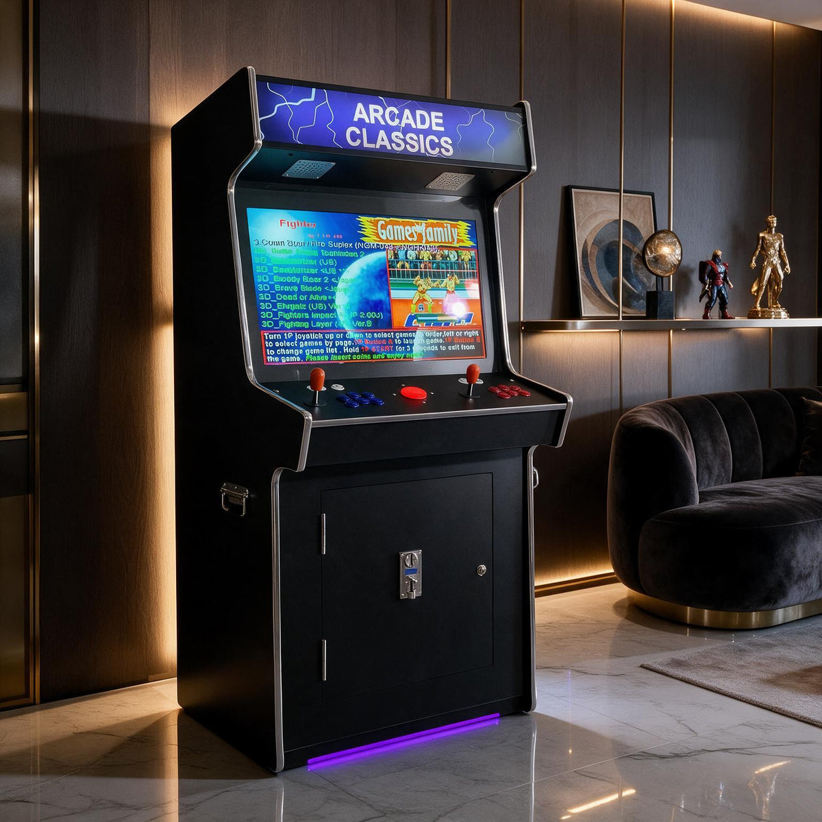 Full-Size Commercial-Grade 2-Player Upright Standup Arcade Machine With 4500 Classic Games And 2 Shooting Guns