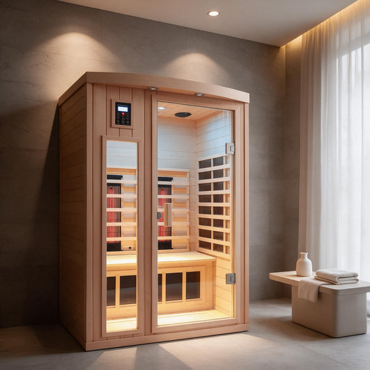 Thermora Orien Premium 2-Person Low EMF FAR-Infrared Heat Wood Home Personal Spa Sauna With Ceramic Heaters, 1760W