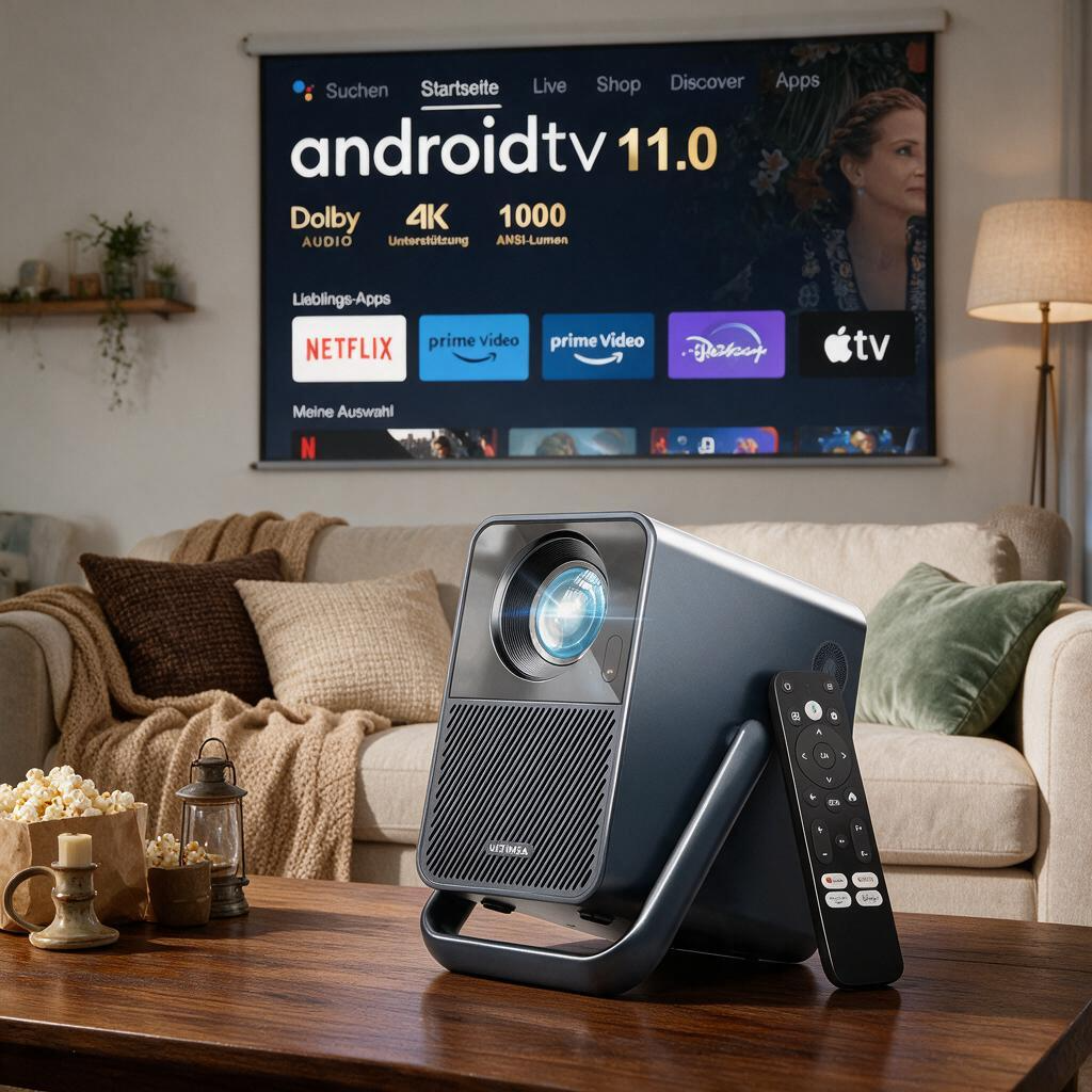 4K Smart Projector with Android TV, Netflix Certified, Home Theater Projector