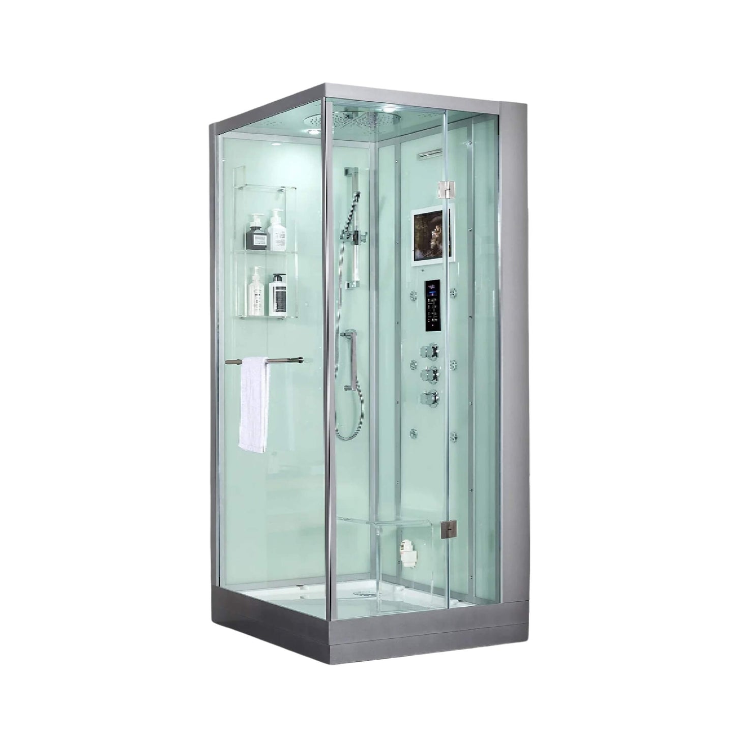 Maya Bath Platinum Arrezo Steam Shower With Rainfall Ceiling Shower
