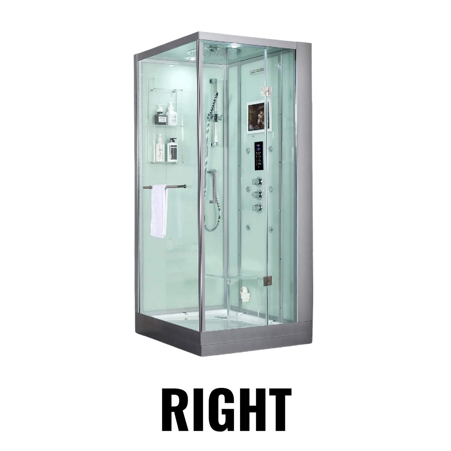 Maya Bath Platinum Arrezo Steam Shower With Rainfall Ceiling Shower