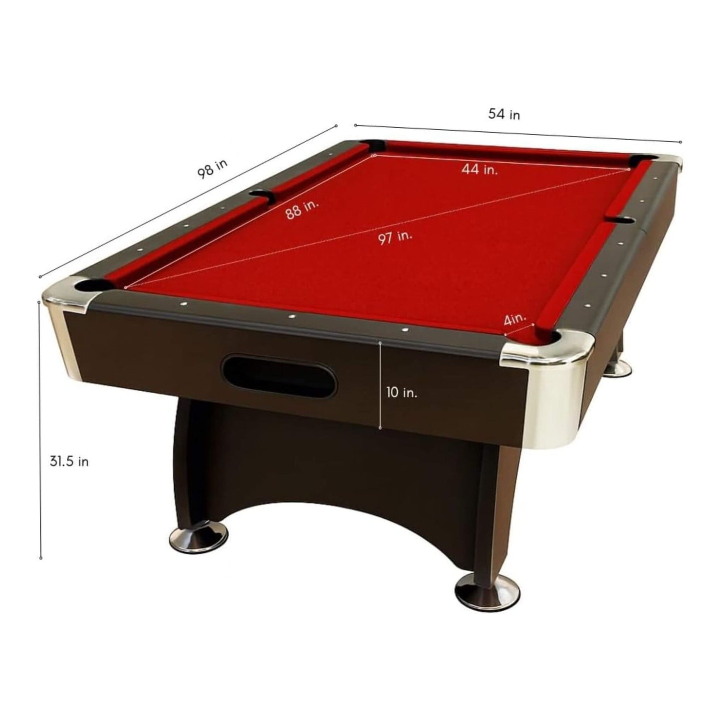 8FT Modern Red Felt Billiard Pool Table With Automatic Ball Return And Accessories Kit