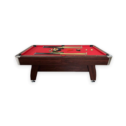 8FT Modern Red Felt Billiard Pool Table With Automatic Ball Return And Accessories Kit