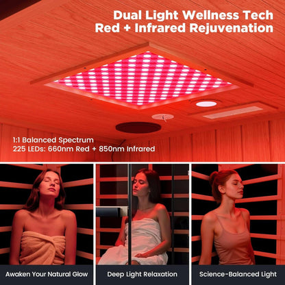Thermora Pandora Premium 2-Person Indoor Infrared Sauna With Red Light Therapy And Himalayan Salt Rocks
