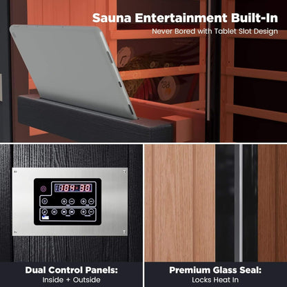 Thermora Pandora Premium 2-Person Indoor Infrared Sauna With Red Light Therapy And Himalayan Salt Rocks