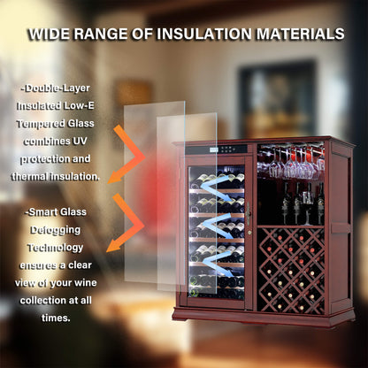 Nuvia 69-Bottle Wooden Wine Cooler Cabinet With Built-In Storage