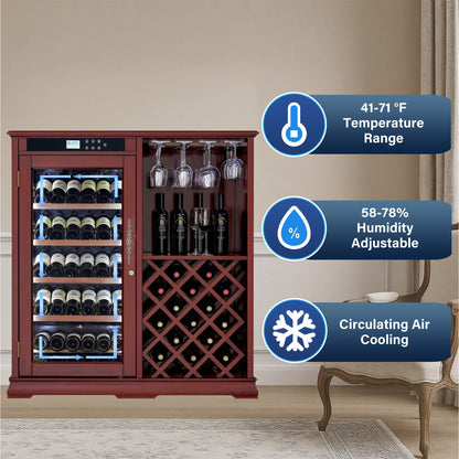 Nuvia 69-Bottle Wooden Wine Cooler Cabinet With Built-In Storage