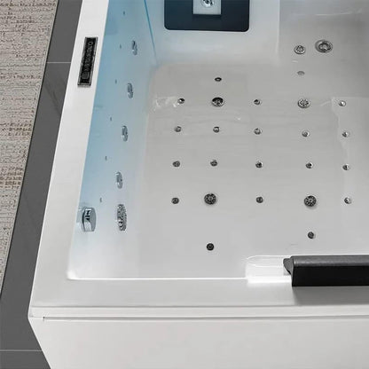 Nuvia Luxara 71-Inch Premium Modern Acrylic Soaking Bathtub With Bubble Jets And LED Lighting